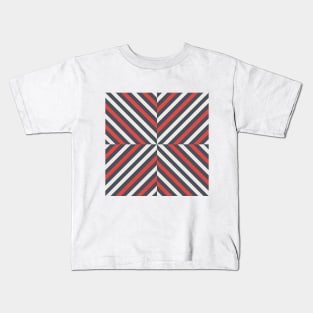 Diagonal black white and red stripes Kids T-Shirt